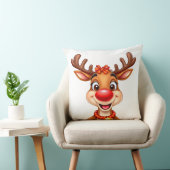 Coussin Rindeer joyeux avec nez rouge (Chaise)