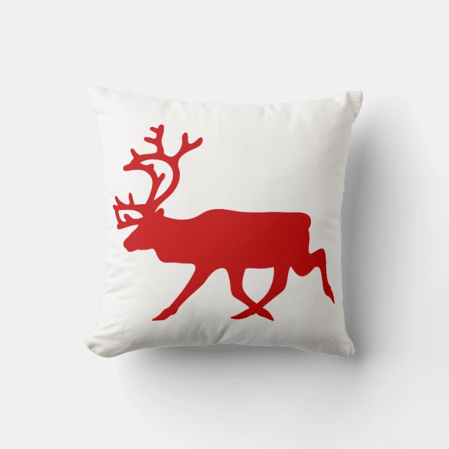 Coussin Rindeer rouge / Silhouette caribou (Recto)