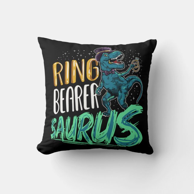 Coussin Ring Bearer Saurus T-Rex Dinosaur Soirée de mariag (Recto)