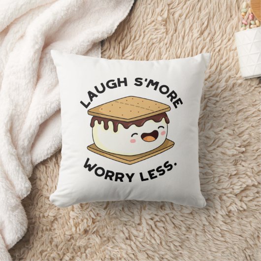 Coussin Rire Plus Inquiète Moins Drôle Pun Smore (Couverture)