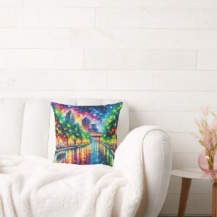 Coussin "Riverboat Twilight Tour : San Antonio Riverwalk"