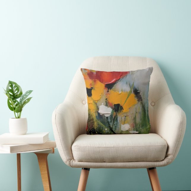 Coussin Riverside – Abstrait Expressif de Prairie (Chaise)