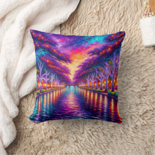 Coussin "Riverwalk enchantée : Luminaire du soir de San An