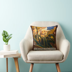 Coussin Riviera italienne Europe Italie Affiche de voyage
