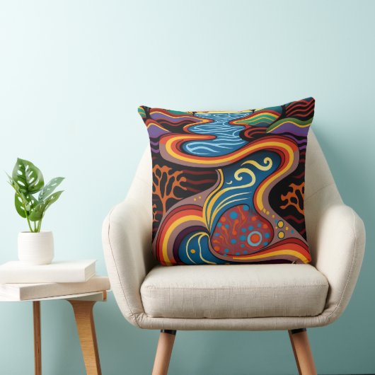 Coussin Rivière, autochtone, rêveur. (Chaise)