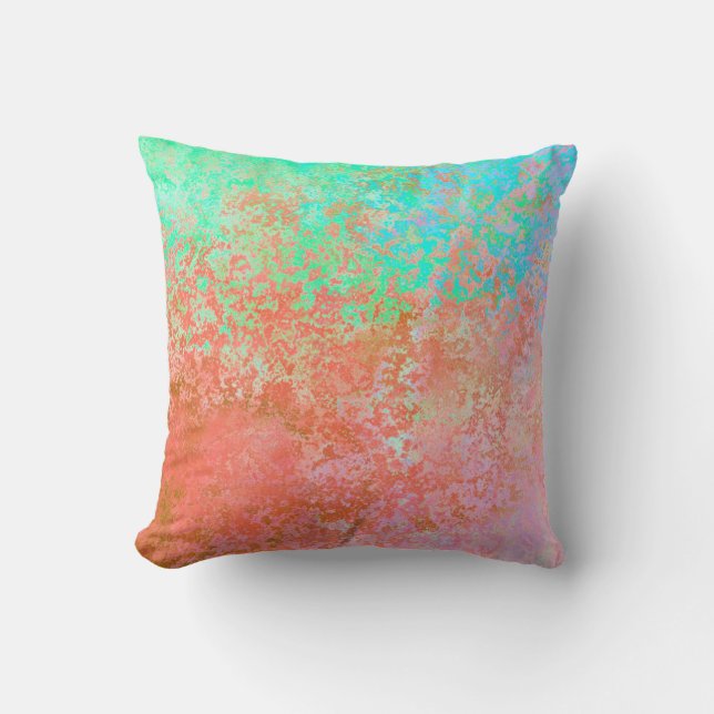 Coussin Rivière de feu Orange alcool Encre Abstraite (Recto)
