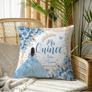 Coussin Robe de Luxe Bébé Bleu Or Mis Quince Princesse