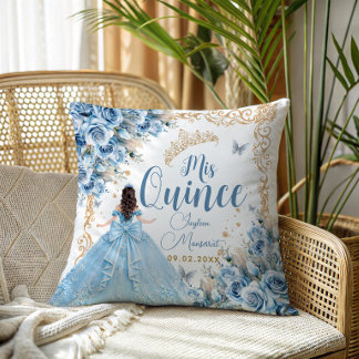 Coussin Robe de Luxe Bébé Bleu Or Mis Quince Princesse