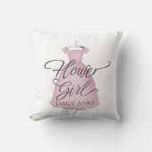 Coussin Robe Rose Fleur Fille Aquarelle Personnalisée (Recto)