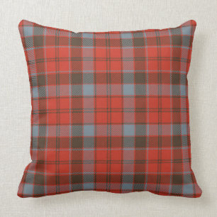 Coussin Robertson Patiné Tartan Plaid Motif rouge 