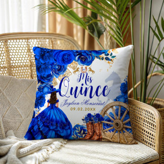 Coussin Robes de Luxe Bleu Royal Occidental Mis Quinceañer