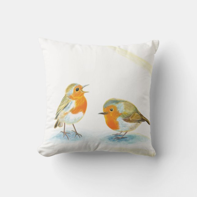Coussin Robins rouges en hiver (Recto)