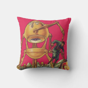 Coussin Robot Alien de Science-Fiction Vintage Capture un 