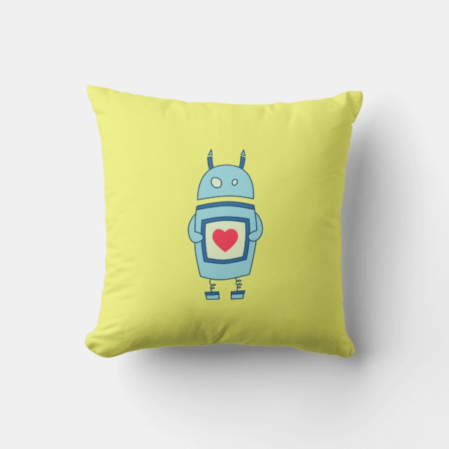 Coussin Robot Clair Et Mignonne Avec Coeur (Recto)