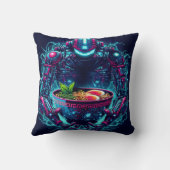 Coussin Robot Cyberpunk Futuriste Neon Nourriture Ramen (Verso)