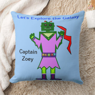 Coussin Robot de fille Capitaine Zoey Rose robe PERSONNALI