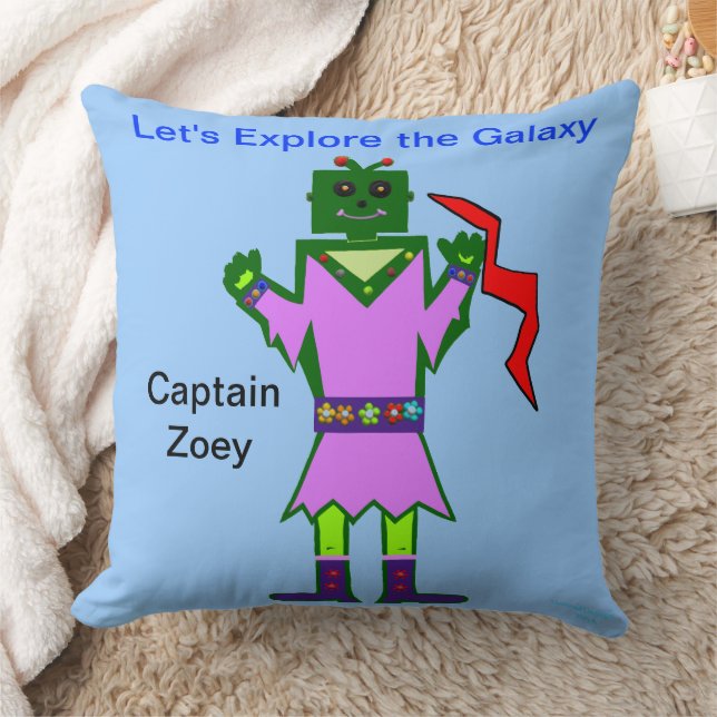 Coussin Robot de fille Capitaine Zoey Rose robe PERSONNALI (Couverture)