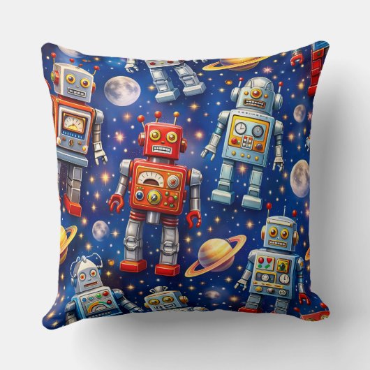 Coussin Robot exploration cosmic artwork (Verso)