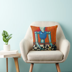 COUSSIN ROBOT JOUANT AUX ÉCHECS JOUEUR D'ÉCHECS IA COLOR