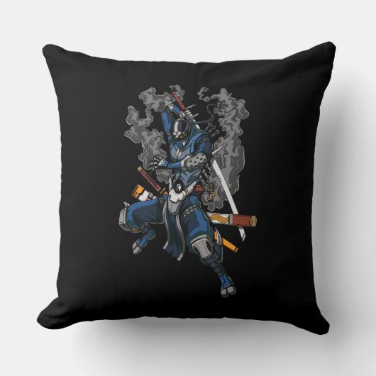 Coussin Robot Ninja Samurai Guerrier Arts Martiaux (Recto)
