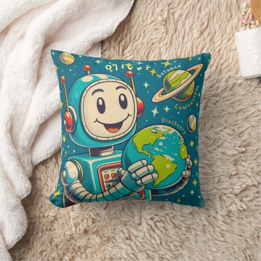 Coussin Robot vintage dans la science spatiale Découverte (Couverture)