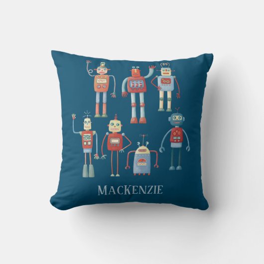 Coussin Robots mignons Personnalisés (Recto)