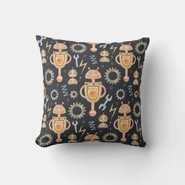 Coussin Robots motifs imperméables (Recto)