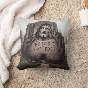 Coussin Rocher Divin : Jésus Gravé Le Seigneur Est Mon Roc