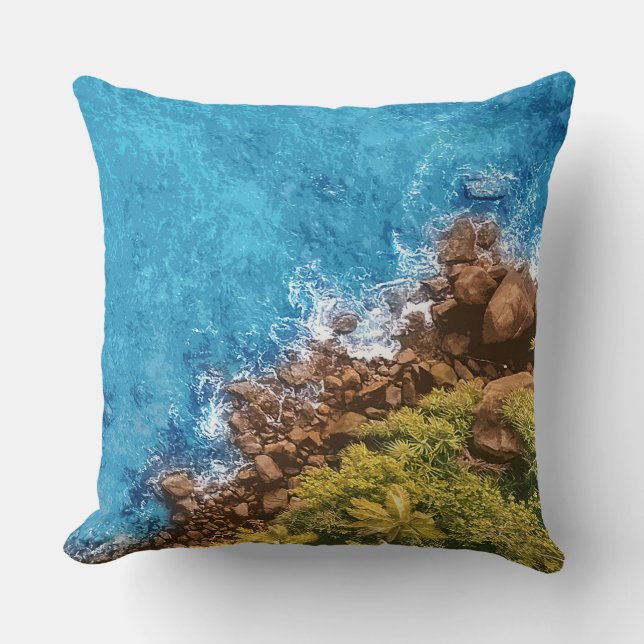 Coussin Rochers dans la mer, vue au-dessus 1 (Recto)