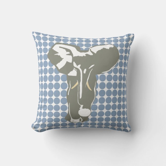 Coussin Rock Blue Safari point avec Pop Art Elephant (Recto)