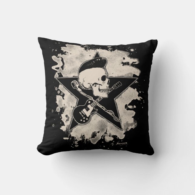 Coussin Rock-n-roll Skull - bleached (Recto)