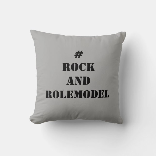Coussin #RockandRolemodel - Noir. (Recto)