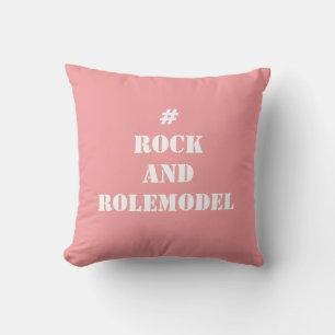 Coussin #RockandRolemodel - Pink modifiable.