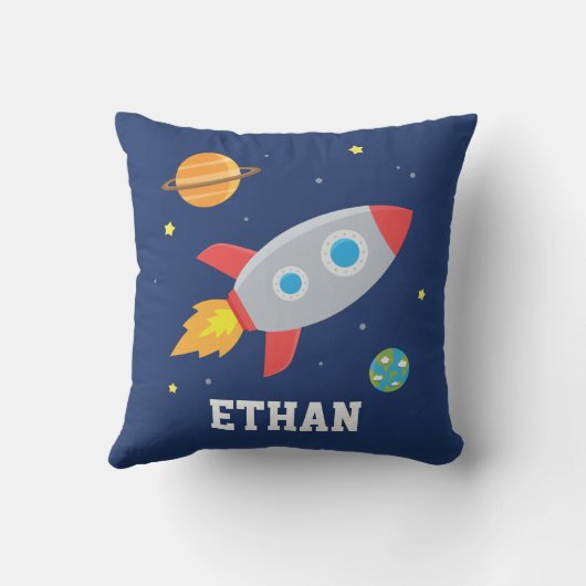 Coussin Rocket in Space, Planet and Stars, Nursery (Verso)