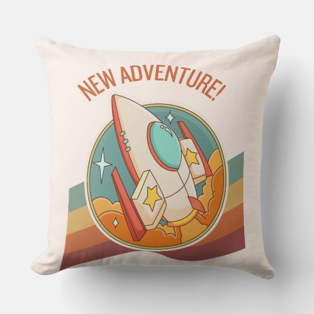Coussin rocketship nouvelle aventure (Recto)