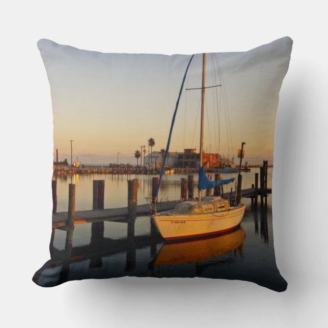Coussin Rockport, Texas, port au coucher du soleil (Recto)