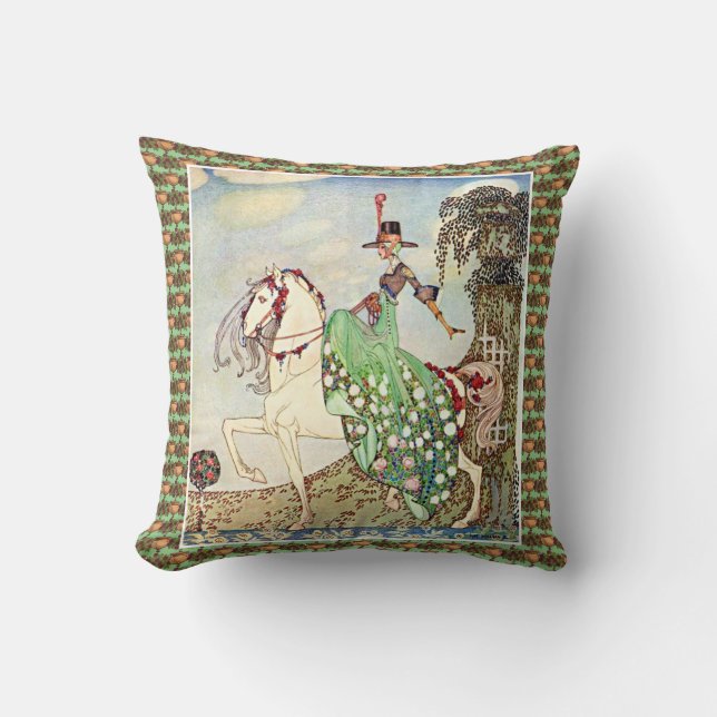 Coussin Rococo conte de fées princesse équitation (Recto)