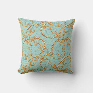 Coussin Rococo éléments dorés sans couture motif. Texte or