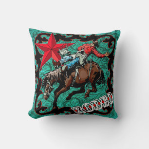 Coussin Rodeo Cowboy Bareback Bronc Rider Jeter l'oreiller