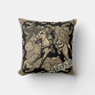 Coussin Rodéo Cowboy Cowgirl Calf Roping Jeu d'oreiller