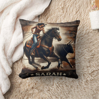 Coussin Rodeo Rider Chasing Bull à l'événement du soir