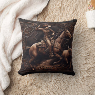 Coussin Rodeo Rider en compétition avec le bétail dans l'a
