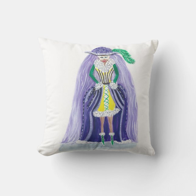 Coussin Roi de mardi gras avec la reine de mardi gras (Recto)