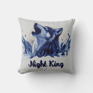 Coussin Roi de nuit - Loup hurlant avec lune