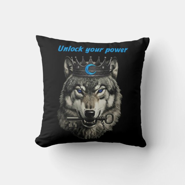 Coussin roi loup libère ton pouvoir (Recto)