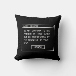 Coussin Romains 12:2 Fenêtre d'alerte informatique noir et