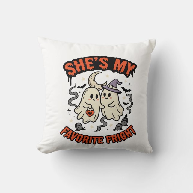 Coussin Romance humour fantôme Halloween (Recto)