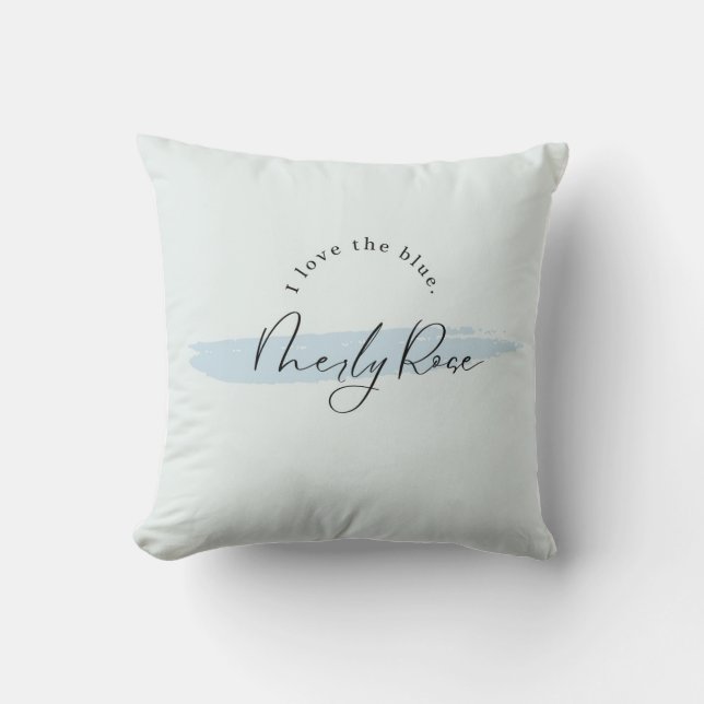 Coussin Romance Pinceau Bleu Neily Rose (Recto)