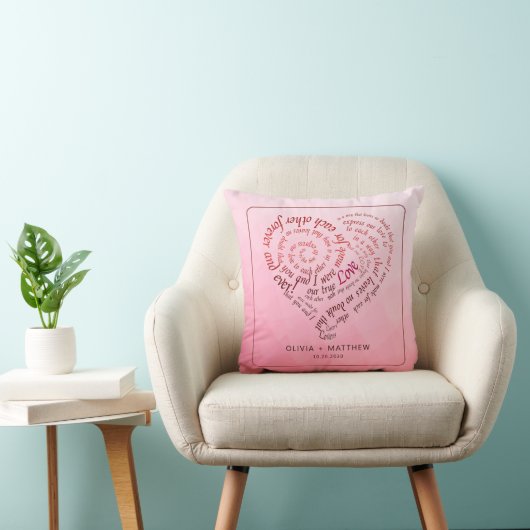 Coussin Romantic Calligraphy Heart Lovers Vow (Chaise)