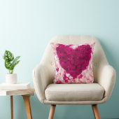 Coussin Romantic Deep Pink Rose Petal Heart Throw Pillow (Chaise)